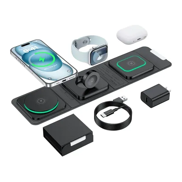 7 Milliard Magnetic Foldable 3 in1 Wireless travel Charger